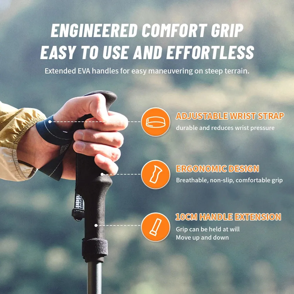 Naturehike Long Wind Trekking Poles Carbon Fiber Aluminum Lightweight Foldable Hiking Sticks