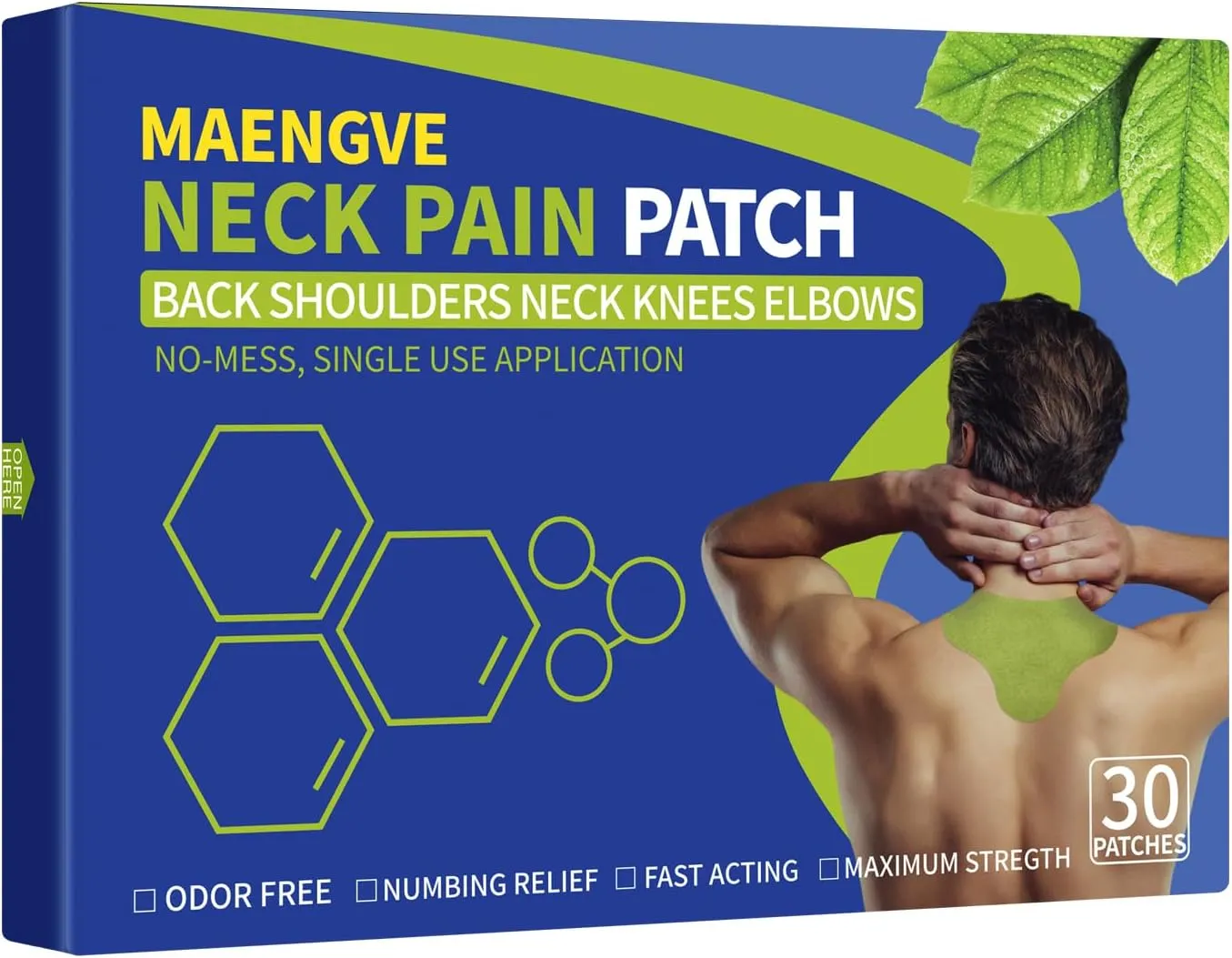 Neck Pain Relief Patches - Self-Heating Patches for Neck, Back, Wrist, Shoulder Pain Relief, Natural Ingredients, Fast-Acting-30PC