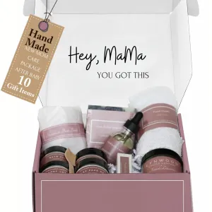 New Mom Care Package After Baby – Gift for New Mom After Birth - Postpartum Gifts for Mom, New Mom Gift Basket, Best Gifts for Postpartum Recovery, Care Package for Women After Baby, Mama Bear Gift Set, Handmade in USA