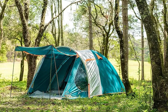 NTK Indy GT 4/6/8 Person Outdoor Tent for Camping | Camping Tent with Extended Front & Canopy| 100% Waterproof Dome & Breathable Mesh | 3 Season Tent | Easy Setup Tent