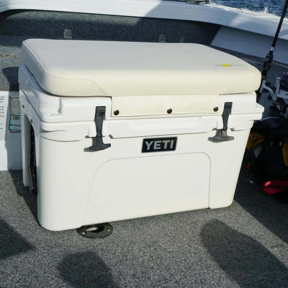 Oceansouth Seat Cushions for Yeti Coolers (Press Stud Fittings) (Tan, YETI 45) Camping yeti seat Cushion Handle Beach Chair ice Box chests and Coolers Foam Cooler Boat Seats