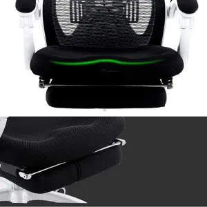 Office Chair Chair Office Chair Casual Study Chair Can Be Lifted and Lowered Rotated 150°Tilt Folding Footrest Breathable Mesh (Color : Gray White) (Red White)