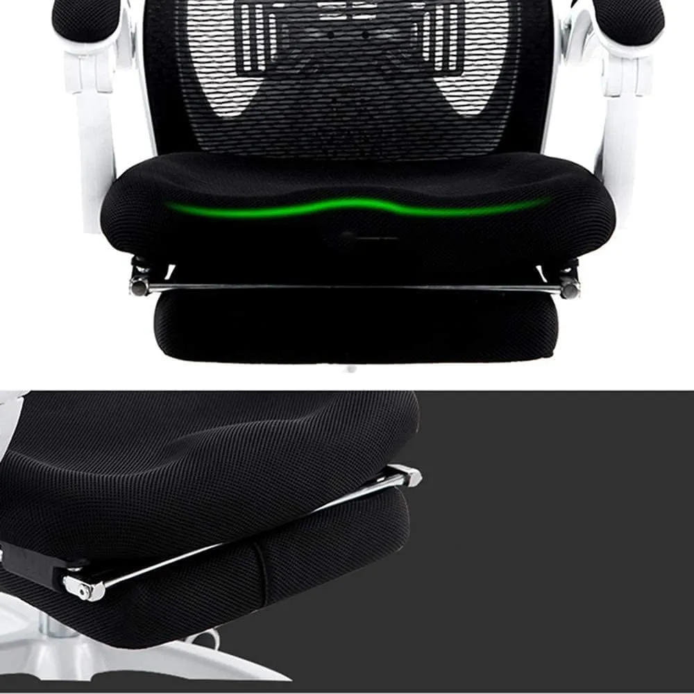 Office Chair Chair Office Chair Casual Study Chair Can Be Lifted and Lowered Rotated 150°Tilt Folding Footrest Breathable Mesh (Color : Gray White) (Red White)