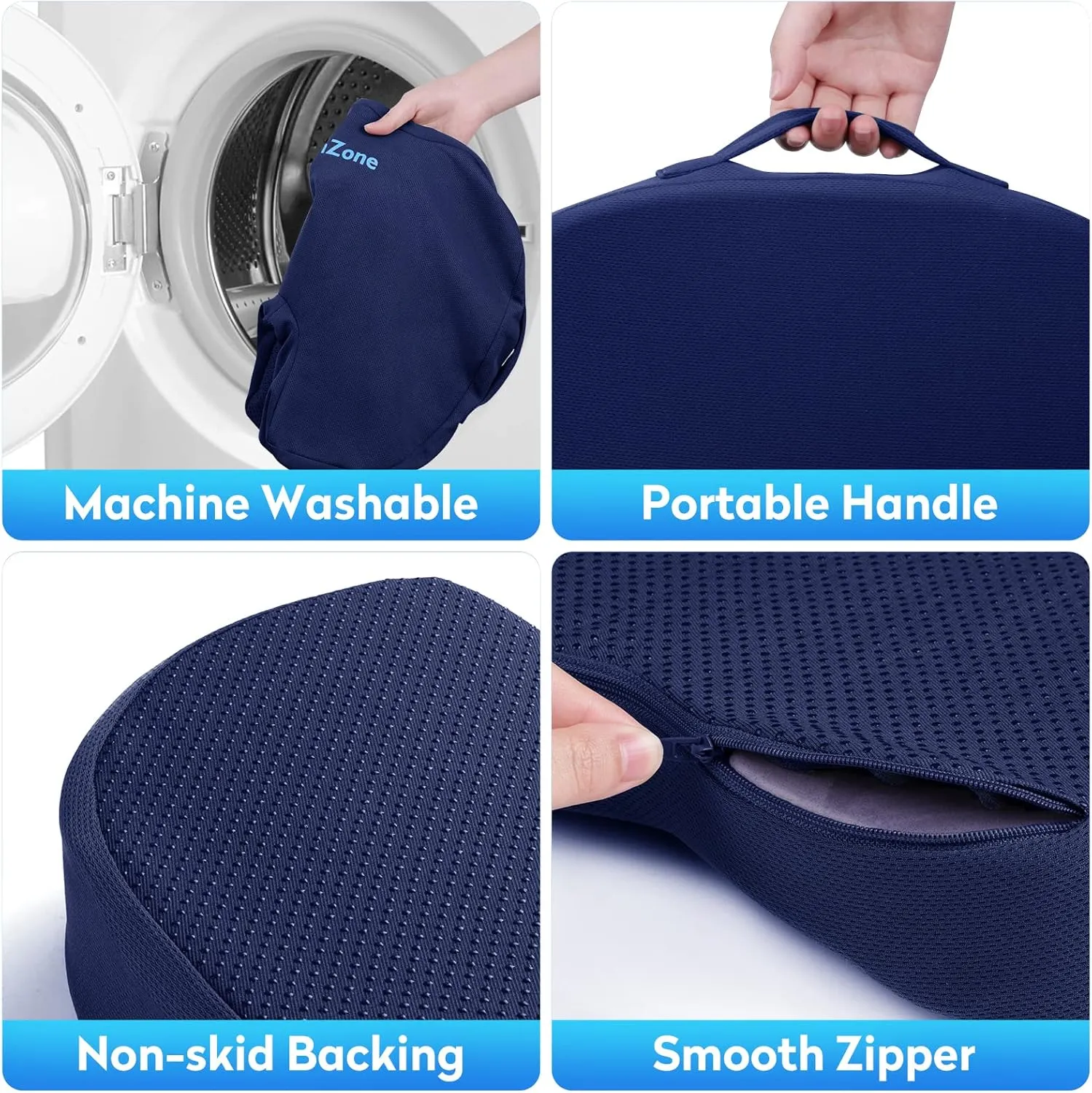Office Chair Cushions, Memory Foam Coccyx Cushion for Tailbone Pain Office Chair Car Seat, Sciatica, Coccyx, Lower Back Pain Relief (Blue)
