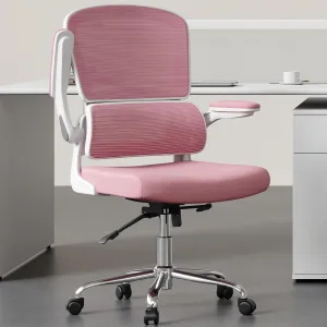 Office Chair, Ergonomic Desk Chair - Thick Cushion Adjustable Height Computer Chair with Lumbar Support and Flip-up Armrests, Pink Home Office Desk Chairs, Swivel Executive Task Chair…