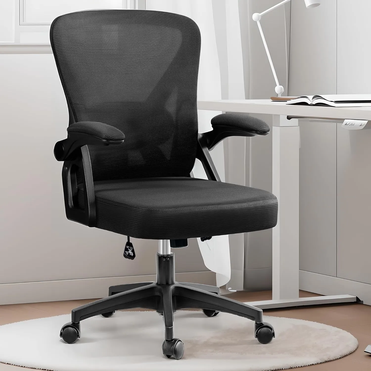 Office Chair, Ergonomic Home Computer Desk Chairs, Comfy Breathable Mesh Chair with Adjustable Lumbar Support Flip-up Armrests, Executive Task Chair with High Back for Home Office Rolling Swivel Chair