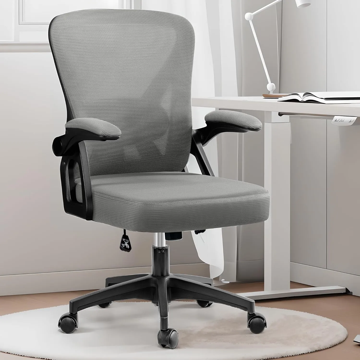 Office Chair, Ergonomic Home Computer Desk Chairs, Comfy Breathable Mesh Chair with Adjustable Lumbar Support Flip-up Armrests, Executive Task Chair with High Back for Home Office Rolling Swivel Chair