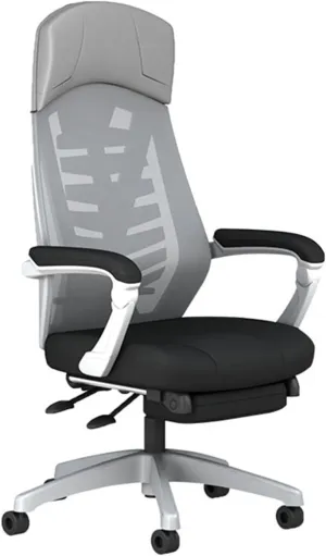Office Chair Ergonomic Office Desk Chair, Swivel Mesh PC Chair with Headrest and Arms, Height Adjustable, Comfortable High-Back Executive Chair with Footstool Home Office Desk Chairs(A)