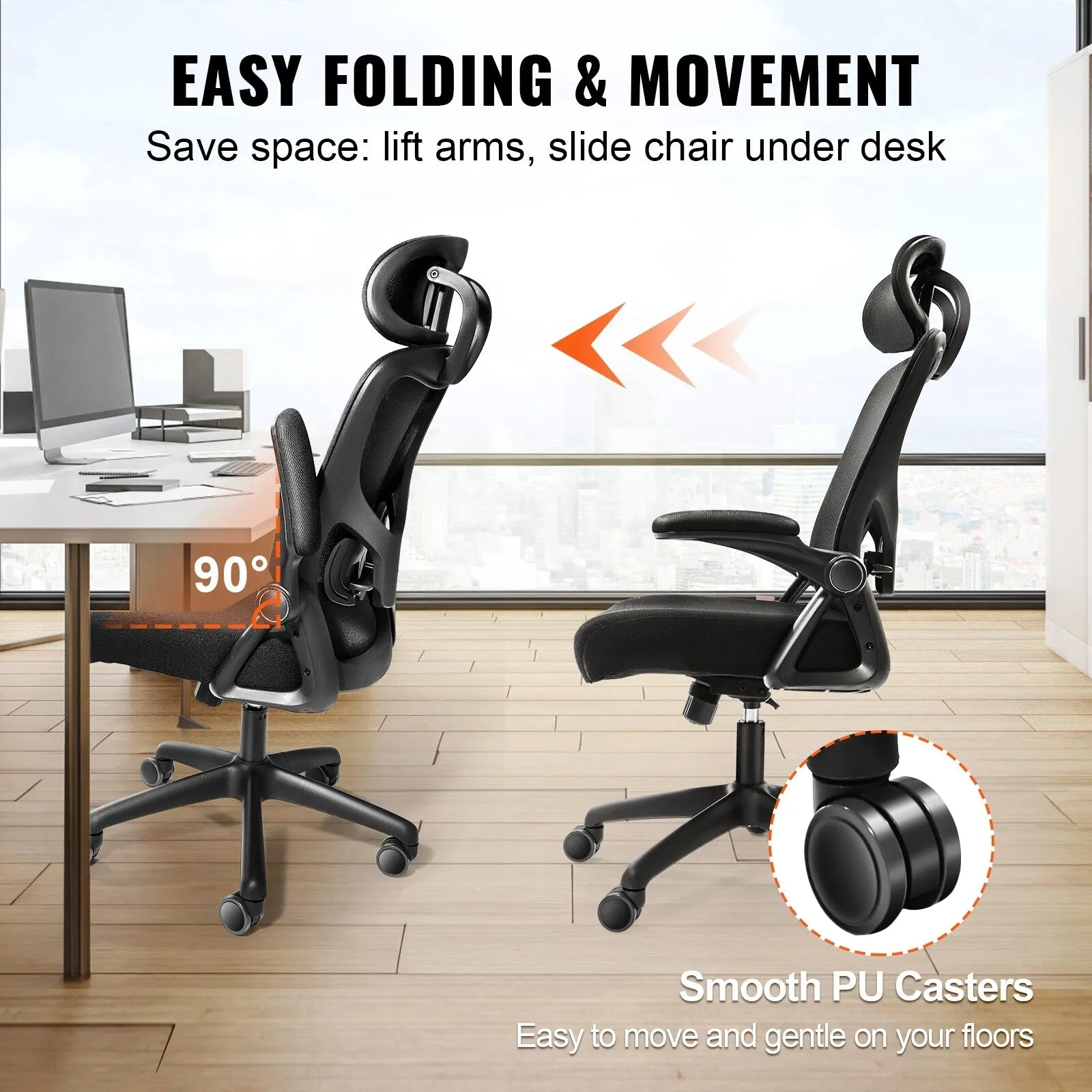 Office Chair with Adjustable Lumbar Support, High Back Ergonomic Desk Chair