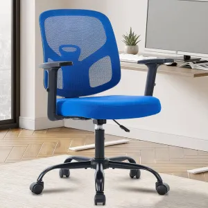 Office Computer Desk Chair, Ergonomic Mesh Rolling Work Swivel Chairs Adjustable Cute Task Chair with Armrests Lumbar Support for Small Space Home Office,Study,Student,Adults and Teens (Blue)
