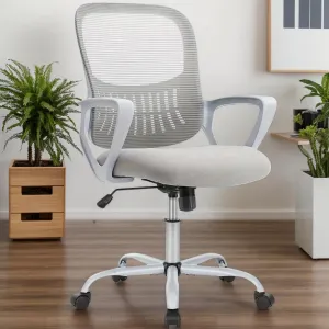 Office Ergonomic Desk Chair, Mesh Comfy Computer Work Chair with Armrests and Adjustable Lumbar Support, Rolling Swivel Executive Task Chair for Home Office, Adults and Teens (Gray)