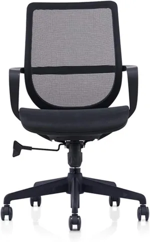 Office Mid-Back Rotatable Waist Support Table Ergonomic Computer Mesh Chair Fixed Armrest (Color : White) (Black)