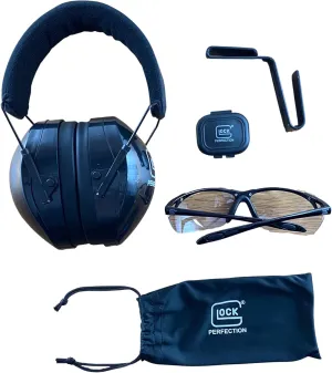 Official GLOCK Range Kit Earmuff Hearing Protectors & Protective Glasses & Earplugs w/ Case