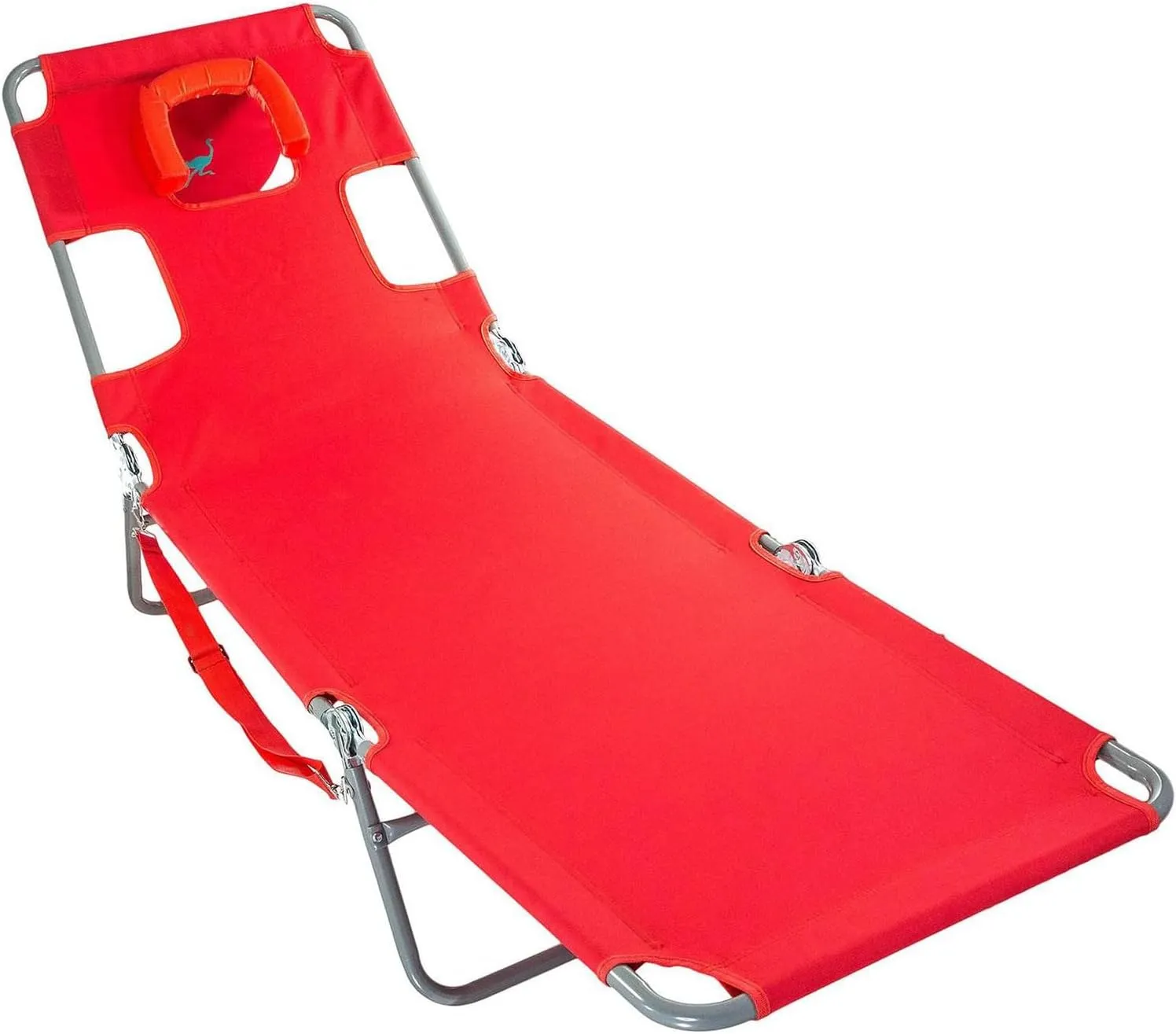 Ostrich Beach Lounge Chair, Folding & Reclining Outdoor Chaise Lounger, Red - Portable Adjustable Recliner Chair for Lawn, Pool, Patio, Garden, and Yard