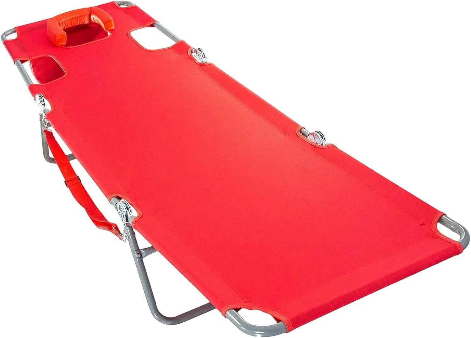 Ostrich Beach Lounge Chair, Folding & Reclining Outdoor Chaise Lounger, Red - Portable Adjustable Recliner Chair for Lawn, Pool, Patio, Garden, and Yard