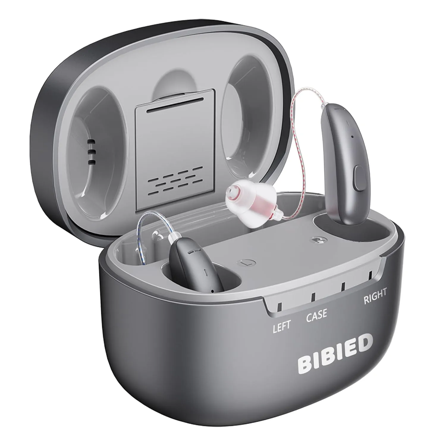 OTC Hearing Aids – Rechargeable Hearing Aids for Seniors & Adult with Smart Noise Reduction, Superior Sound, Self-Fit, Nearly Invisible, for Mild to Moderate Hearing Loss (Grey)