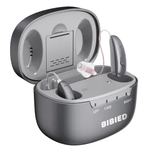 OTC Hearing Aids – Rechargeable Hearing Aids for Seniors & Adult with Smart Noise Reduction, Superior Sound, Self-Fit, Nearly Invisible, for Mild to Moderate Hearing Loss (Grey)