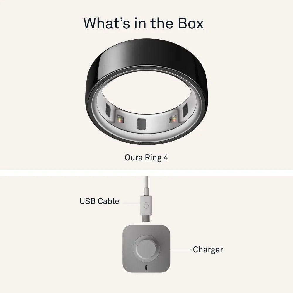 Oura Ring 4 - Black - Size 11 - Smart Ring - Size First with Oura Ring 4 Sizing Kit - Sleep Tracking Wearable - Heart Rate - Fitness Tracker - Up to 8 Days of Battery Life