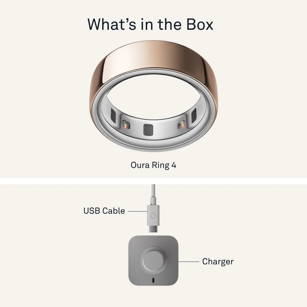 Oura Ring 4 - Rose Gold - Size 8 - Smart Ring - Size First with Oura Ring 4 Sizing Kit - Sleep Tracking Wearable - Heart Rate - Fitness Tracker - Up to 8 Days of Battery Life