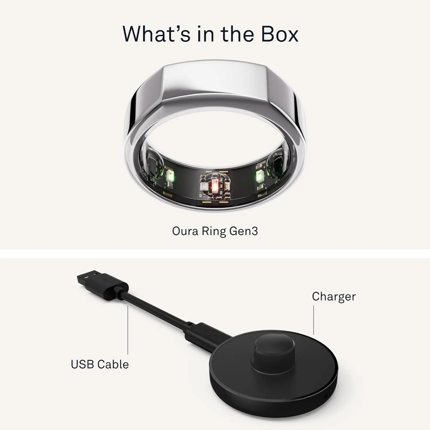 Oura Ring Gen3 Heritage - Silver - Size 8 - Smart Ring - Size First with Oura Ring Gen3 Sizing Kit - Sleep Tracking Wearable - Heart Rate - Fitness Tracker - 5-7 Days Battery Life