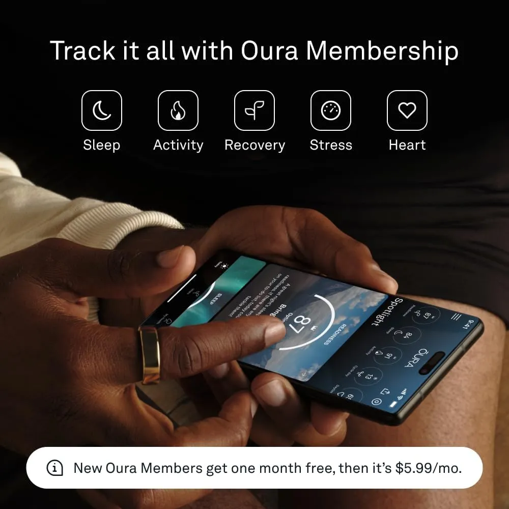 Oura Ring Gen3 Heritage - Silver - Size 8 - Smart Ring - Size First with Oura Ring Gen3 Sizing Kit - Sleep Tracking Wearable - Heart Rate - Fitness Tracker - 5-7 Days Battery Life
