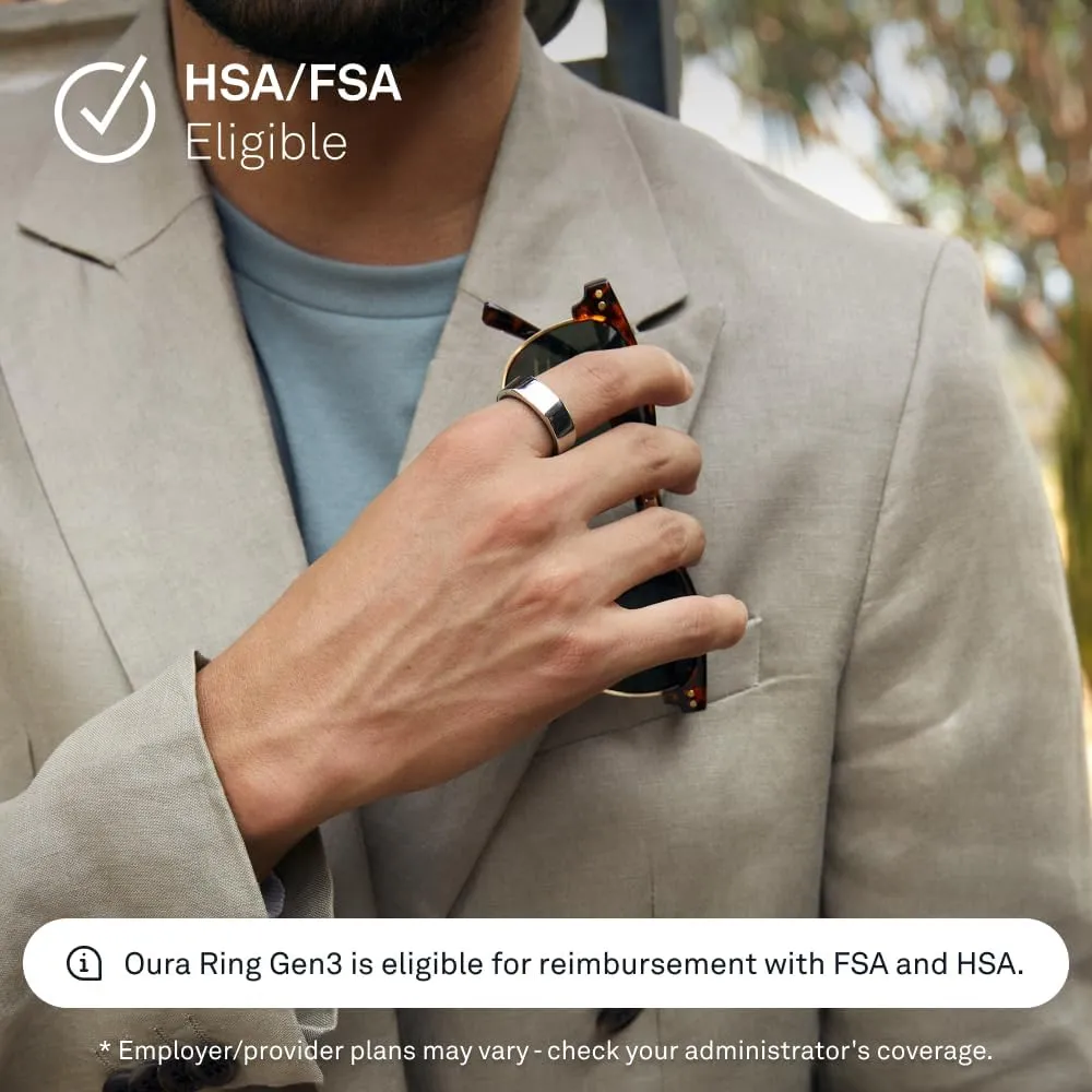 Oura Ring Gen3 Heritage - Silver - Size 8 - Smart Ring - Size First with Oura Ring Gen3 Sizing Kit - Sleep Tracking Wearable - Heart Rate - Fitness Tracker - 5-7 Days Battery Life