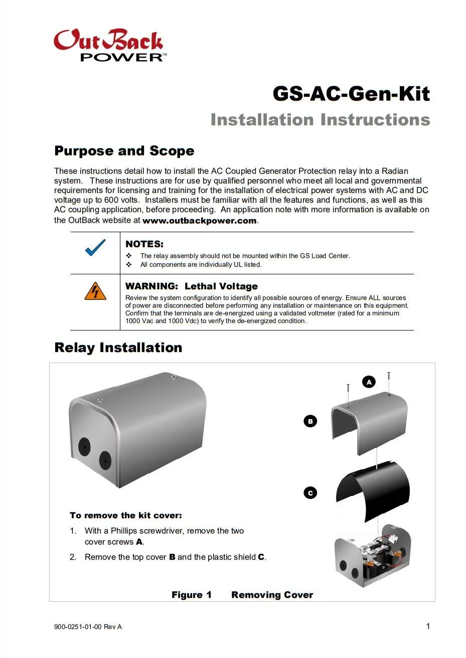OutBack Power GS-AC-GEN-KIT Generator Protection Kit