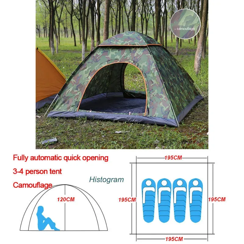 Outdoor Automatic Pop Up Camping Tent 1-4 Person Family Multiple Models Easy Open Hiking Travelling Tents