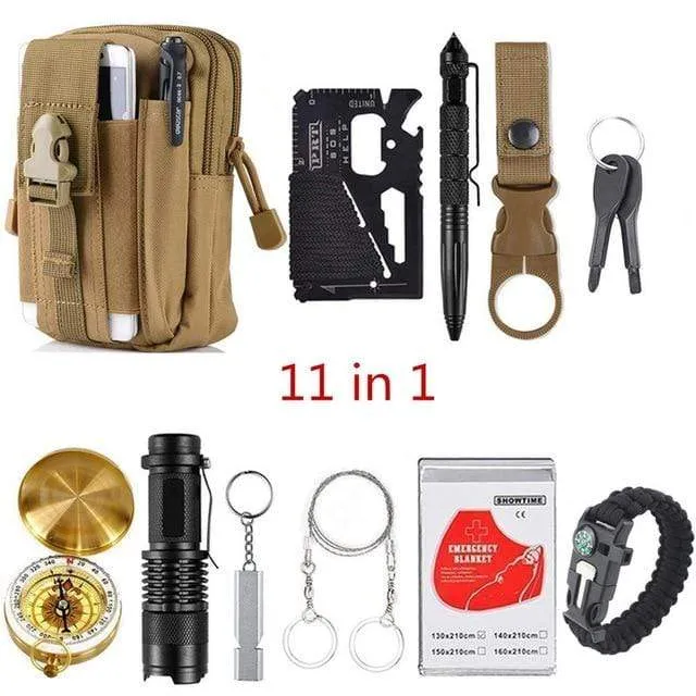 Outdoor Basic Survival Emergency Aid Kits 13 in 1