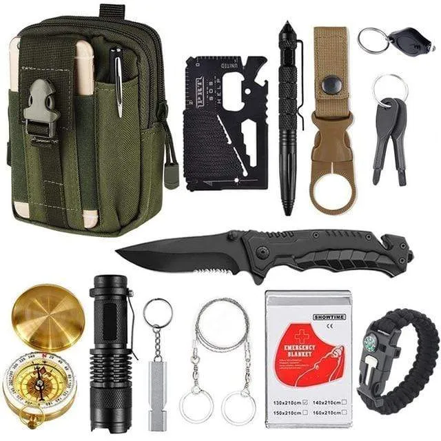 Outdoor Basic Survival Emergency Aid Kits 13 in 1