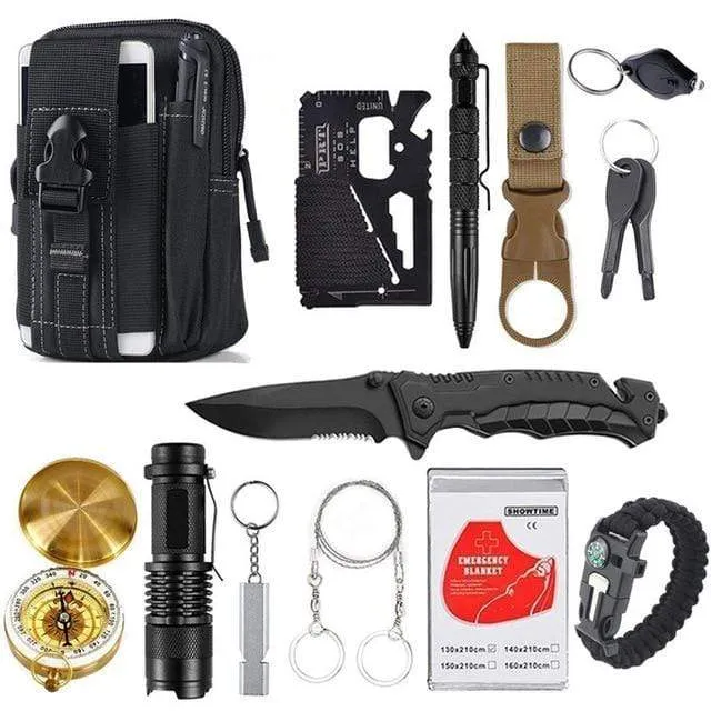 Outdoor Basic Survival Emergency Aid Kits 13 in 1