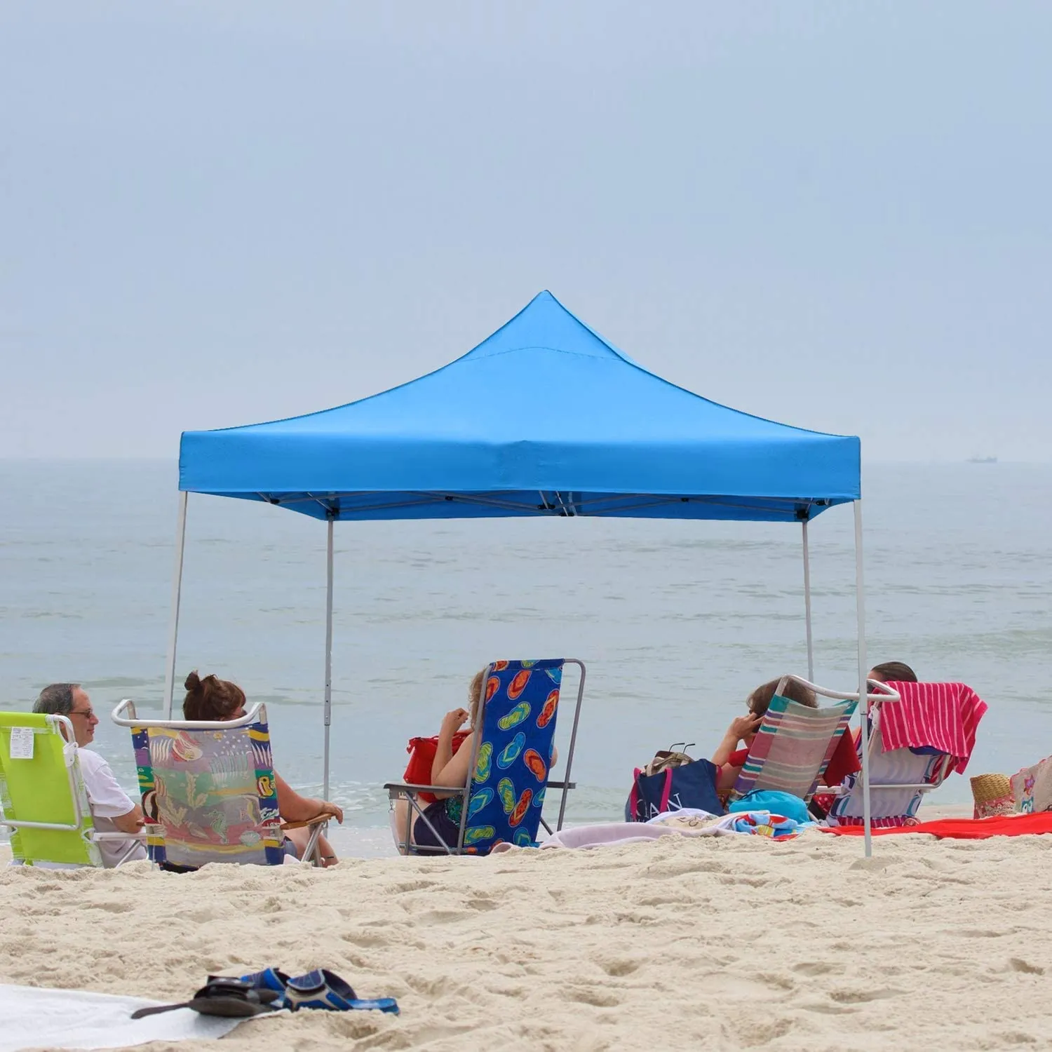 Outdoor Canopy Tent Ez Pop Up Canopy 10x10 Instant Tent for Parties Removable Canopy with Roller Bag, Bonus 4 Weight Bags(Blue)
