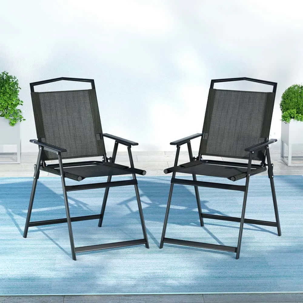 Outdoor Folding Chair with Steel Frame and Water-Resistant Fabric
