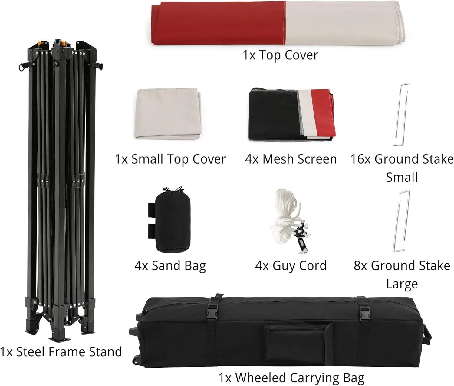 OUTDOOR LIVING SUNTIME 13x13 Instant Pop Up Gazebo Canopy Tent Shelter with Zippered Mesh Mosquito Netting, Wheeled Roller Carry Bag, Bonus Weight Sandbags, Stakes, Ropes - Red