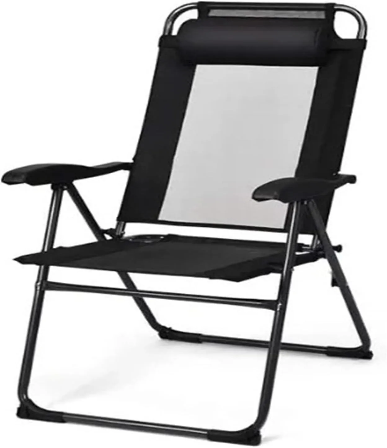 Outdoor Portable Lounge Chair, Quickly Folded and stored, Black for Home use, Camping, Beach, and Breathable with a mesh Back
