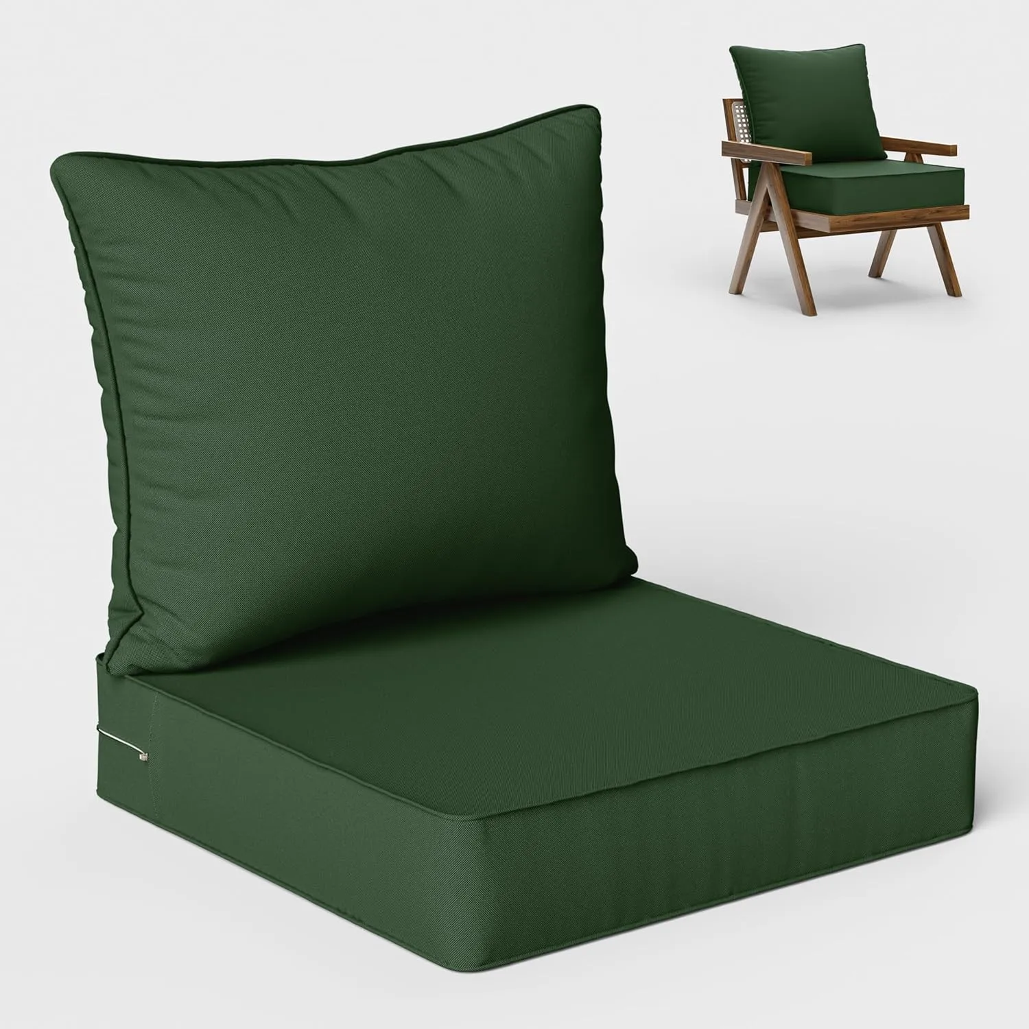 Outdoor Seat Cushion Set 19 L X 19 W X 4 H Inch Waterproof & Fade Resistant Patio Furniture Cushions with Removable Cover with Non-Slip Pads and Straps for Sofa Chairs, Chairs