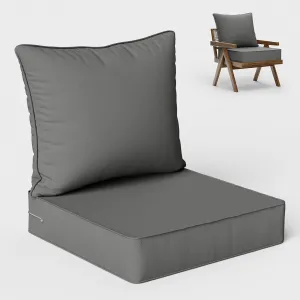 Outdoor Seat Cushion Set 19 L X 19 W X 4 H Inch Waterproof & Fade Resistant Patio Furniture Cushions with Removable Cover with Non-Slip Pads and Straps for Sofa Chairs, Chairs