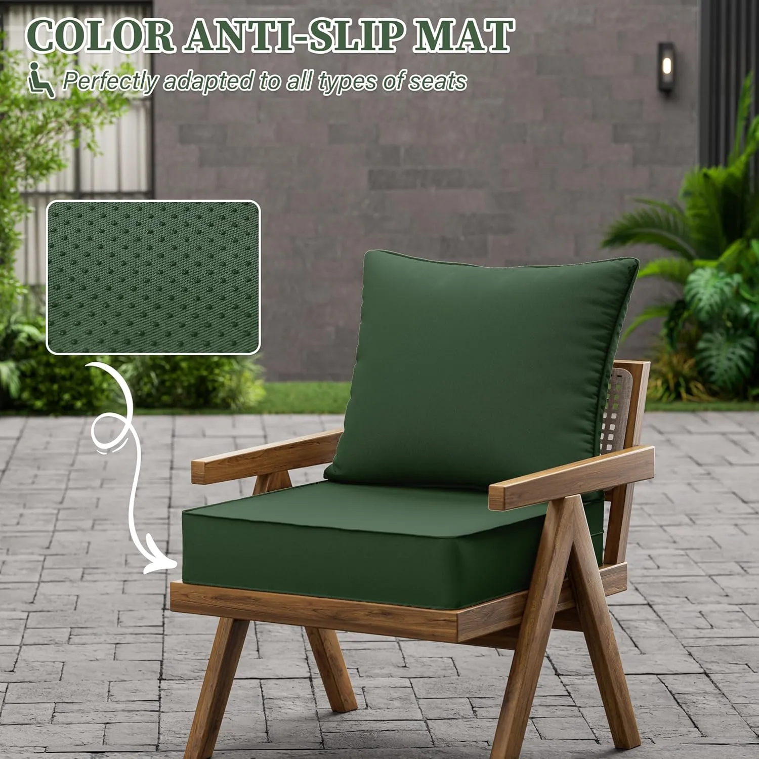 Outdoor Seat Cushion Set 19 L X 19 W X 4 H Inch Waterproof & Fade Resistant Patio Furniture Cushions with Removable Cover with Non-Slip Pads and Straps for Sofa Chairs, Chairs
