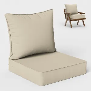 Outdoor Seat Cushion Set 19 L X 19 W X 4 H Inch Waterproof & Fade Resistant Patio Furniture Cushions with Removable Cover with Non-Slip Pads and Straps for Sofa Chairs, Chairs