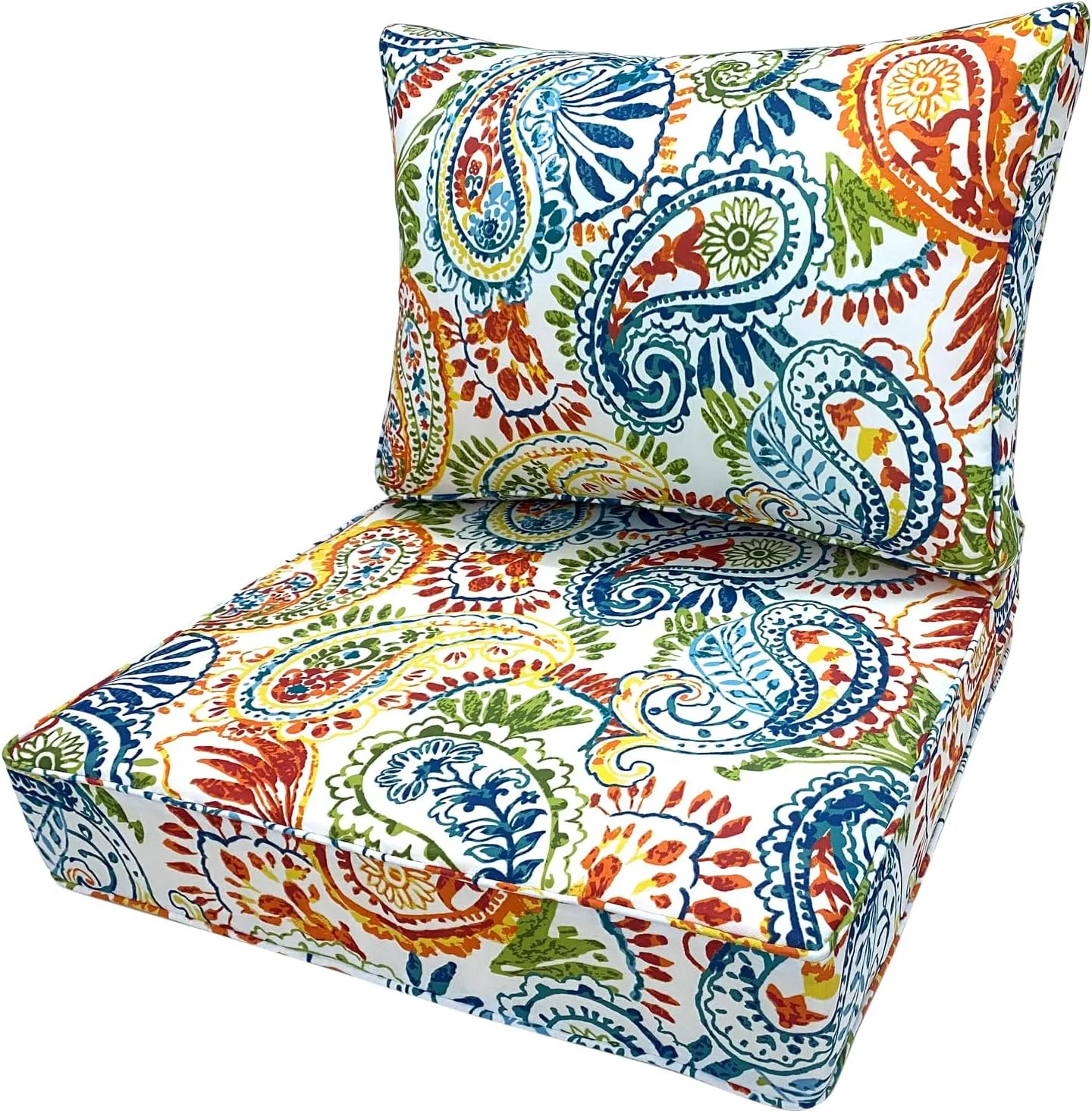 Outdoor Seat/Back Deep Chair Cushion Set for Patio Furniture - Lounge Chair Cushions with Zipper - Water-Resistant Patio Chair Cushions 24x24