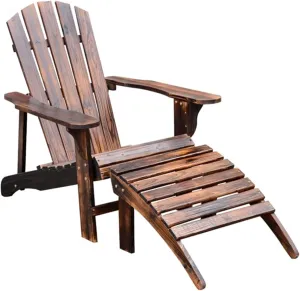 Outdoor Solid Wood Chair, Outdoor Courtyard Open air Leisure Garden Balcony Footstool, Comfortable Leisure Chair