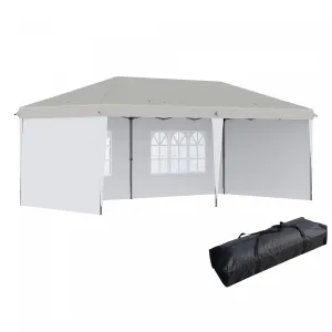 Outsunny 10'x 20' Outdoor Pop Up Canopy Tent Party Tent Commercial Instant Shelter W/ Carrying Bag W|Outsunny 10'x 20' Abri Instantane Tente De Partie, Auvent D'exterieur Avec Sac De Transport, Blanc
