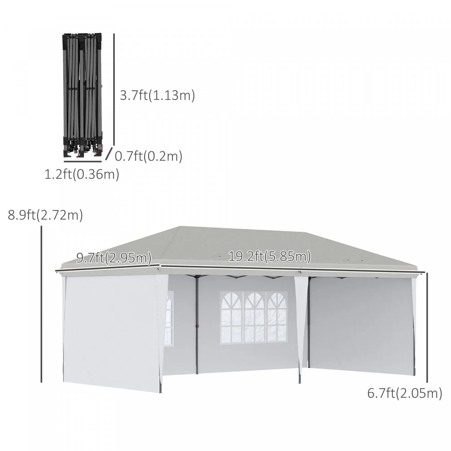 Outsunny 10'x 20' Outdoor Pop Up Canopy Tent Party Tent Commercial Instant Shelter W/ Carrying Bag W|Outsunny 10'x 20' Abri Instantane Tente De Partie, Auvent D'exterieur Avec Sac De Transport, Blanc