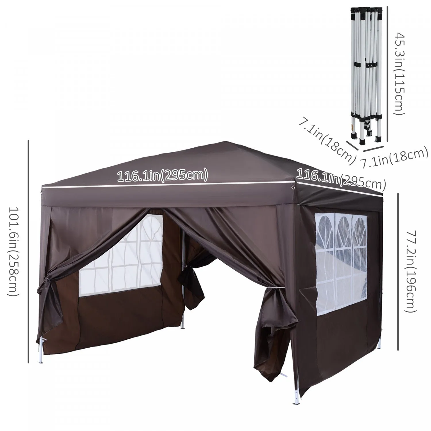 Outsunny 10'x10' Outdoor Pop Up Party Tent Gazebo Canopy With Carrying Bag (coffee)|Outsunny 10'x10' Tente De Reception Pop Up Exterieure Gazebo Canopy Avec Sac De Transport (cafe)