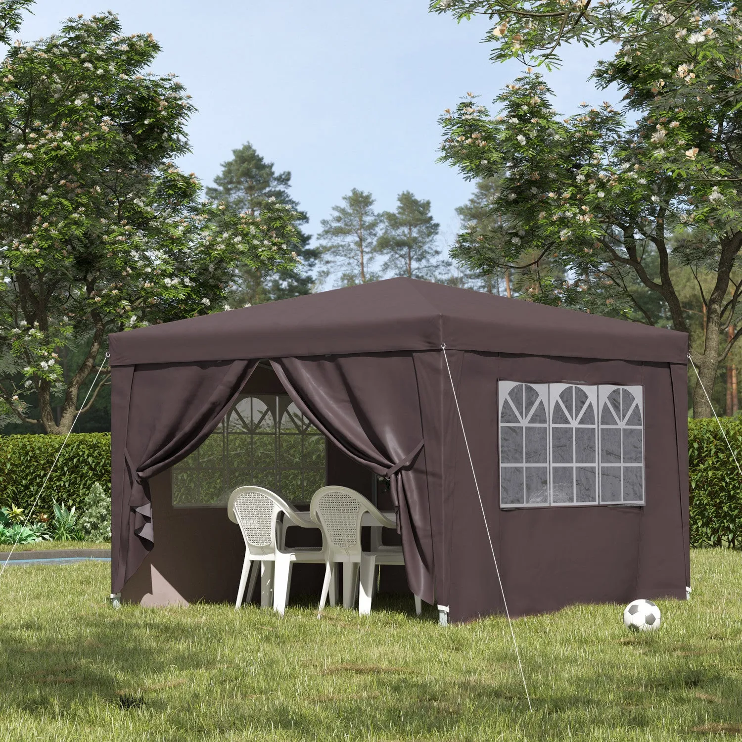 Outsunny 10'x10' Outdoor Pop Up Party Tent Gazebo Canopy With Carrying Bag (coffee)|Outsunny 10'x10' Tente De Reception Pop Up Exterieure Gazebo Canopy Avec Sac De Transport (cafe)