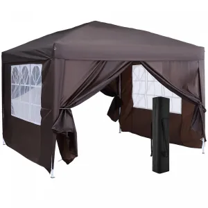 Outsunny 10'x10' Outdoor Pop Up Party Tent Gazebo Canopy With Carrying Bag (coffee)|Outsunny 10'x10' Tente De Reception Pop Up Exterieure Gazebo Canopy Avec Sac De Transport (cafe)