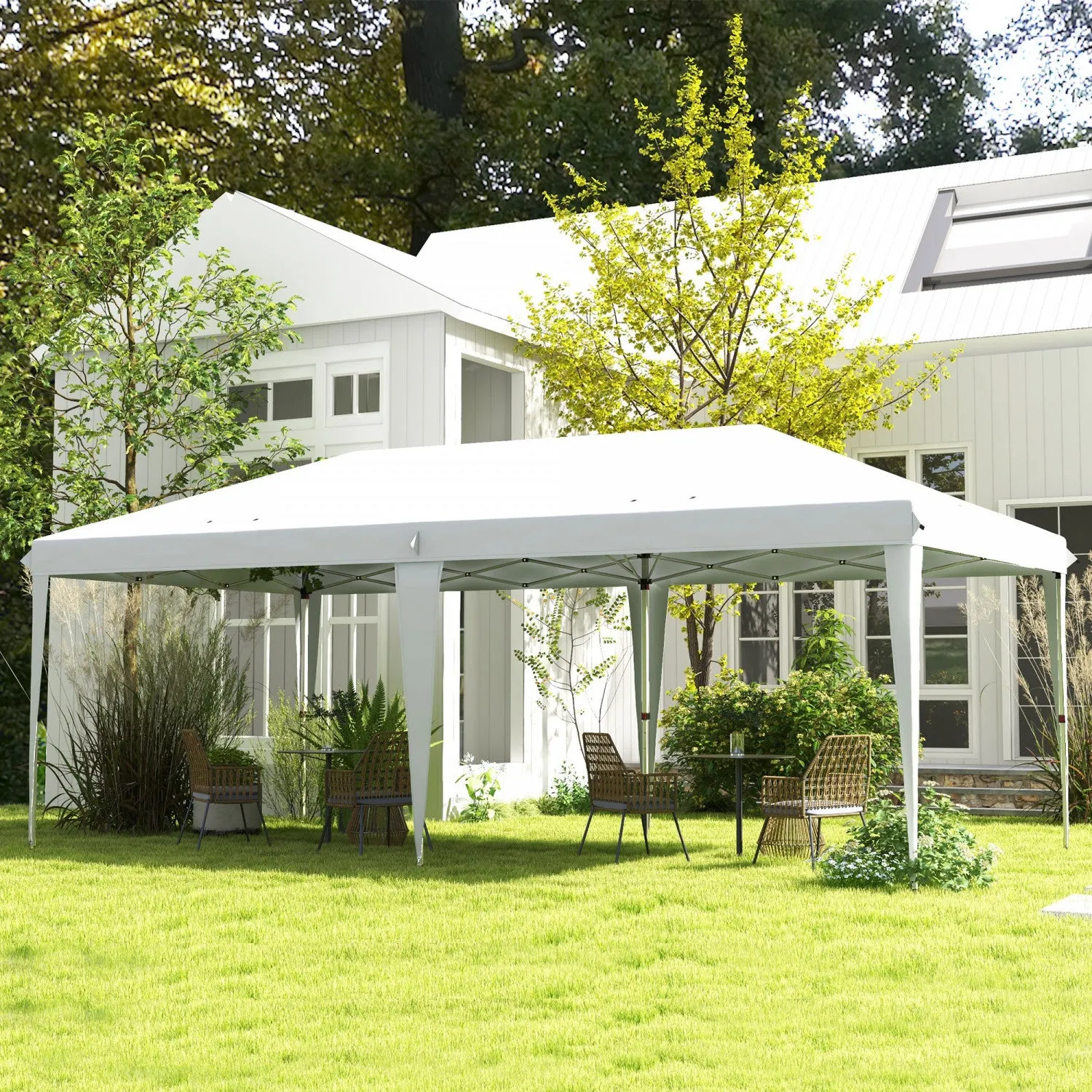 Outsunny 10'x19' Outdoor Easy Set Up Pop Up Tent Party Tent With Carry Bag|Outsunny Tente De Fete 10'x19' Facile A Installer Avec Sac De Transport