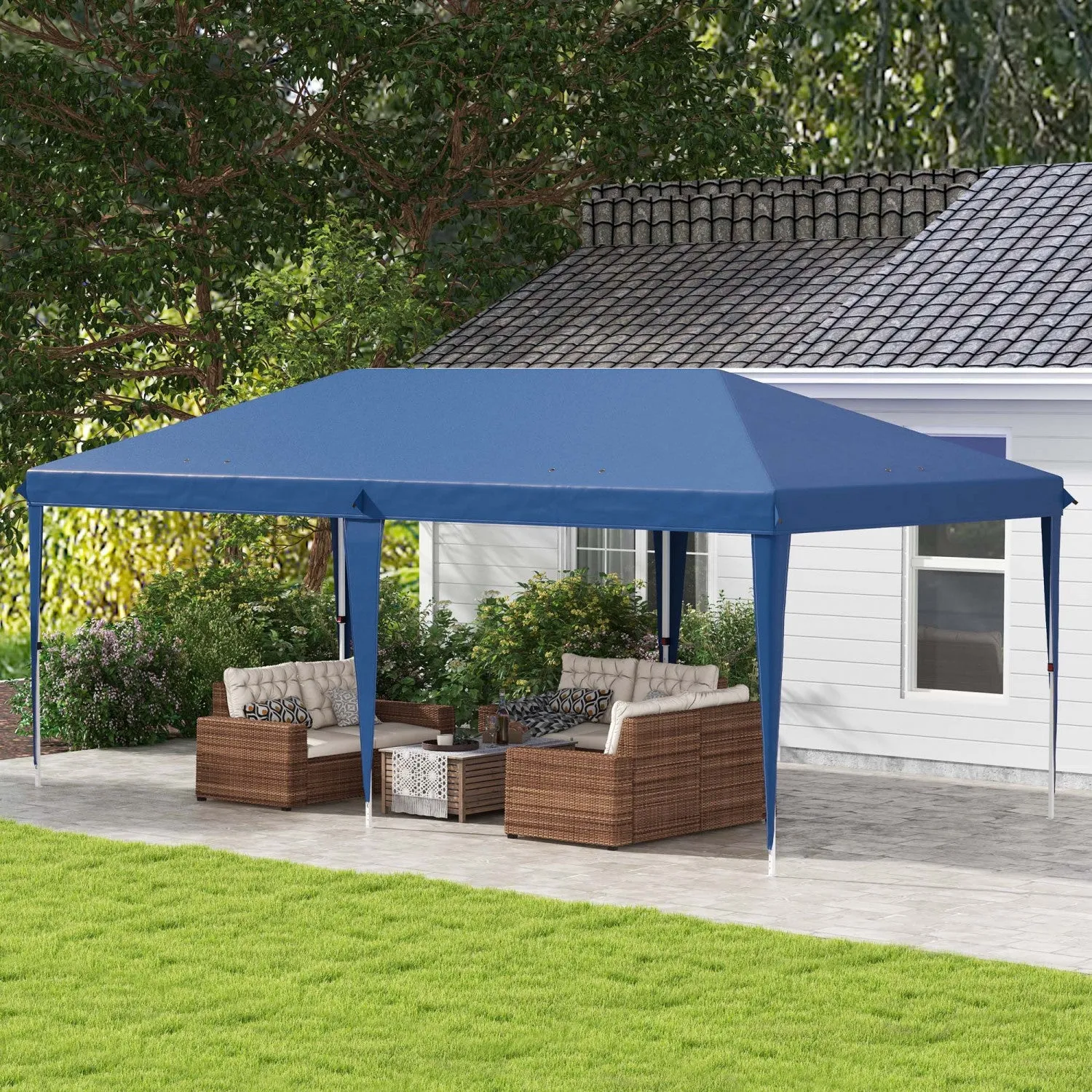 Outsunny 10'x19' Outdoor Easy Set Up Pop Up Tent Party Tent With Carry Bag|Outsunny Tente De Fete 10'x19' Facile A Installer Avec Sac De Transport