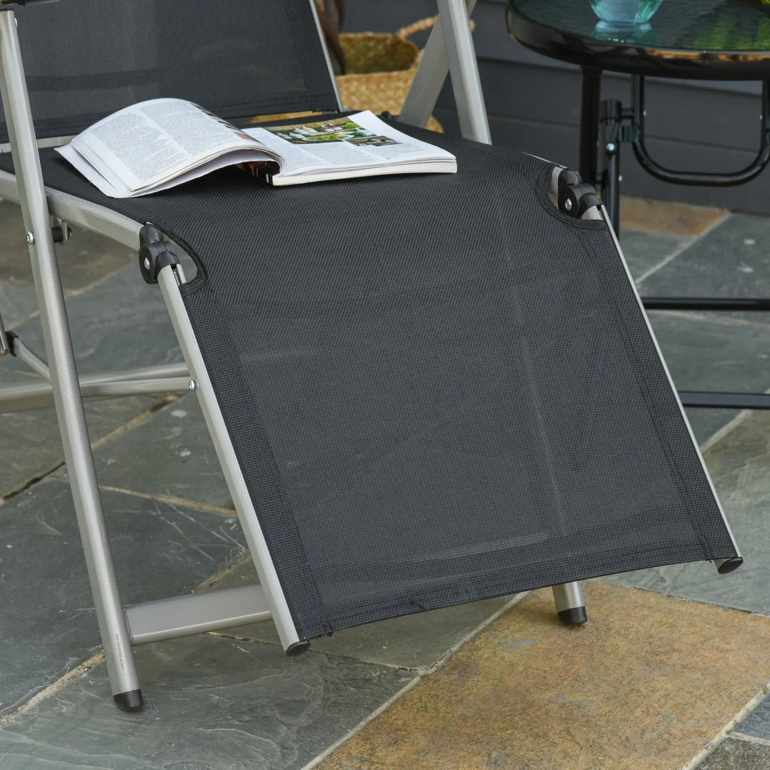 Outsunny Foldable Lounge Chair With Adjustable Backrest & Footrest, Black