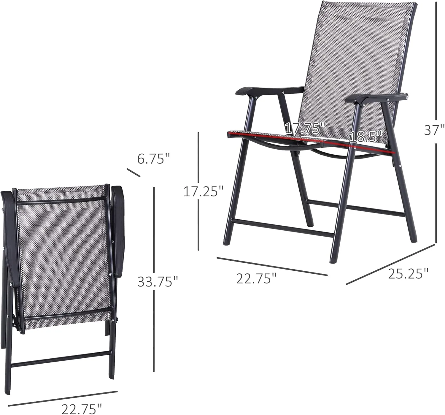 Outsunny Folding Outdoor Patio Chairs Set of 4 Stackable Portable for Deck, Garden, Camping and Travel